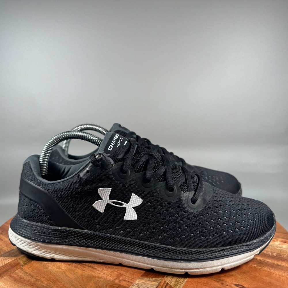 Under Armour Charged Impulse Womens Running Shoes Black White Size 9.5